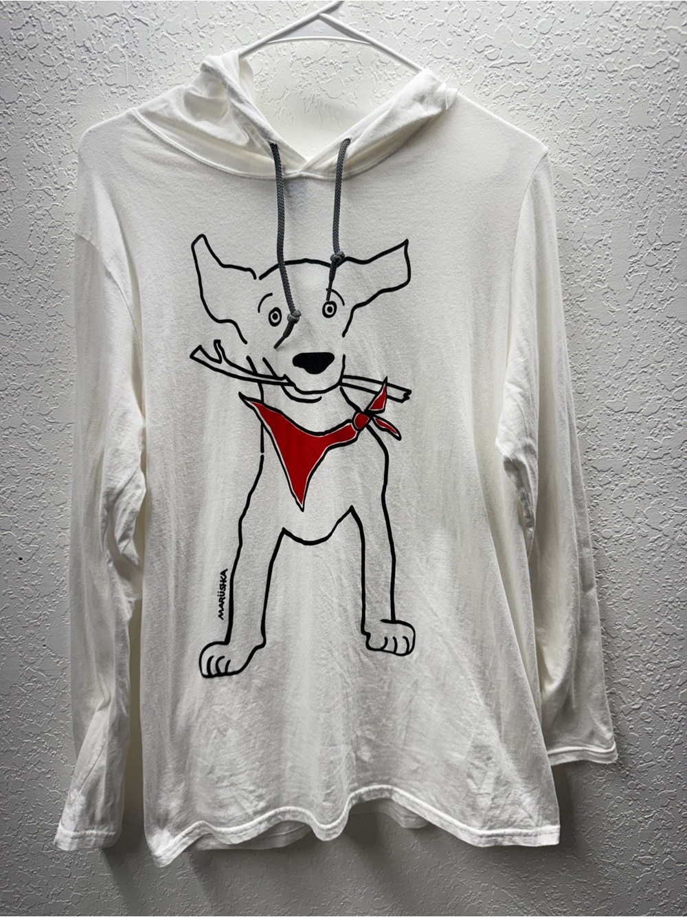 Flawed Marushka dog graphic hoodie hand painted 100% cotton lightweight fall